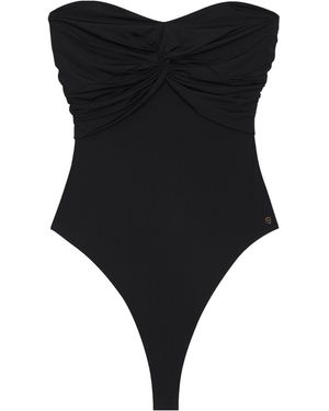 Anine Bing Ravine Gathered Strapless Bodysuit - Black