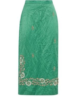 Erdem Embellished Pencil Skirt - Green