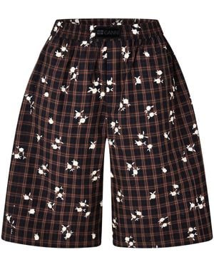 Ganni Flower Tailored Shorts - Black