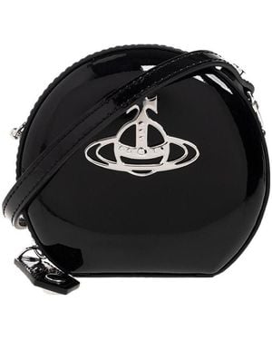 Vivienne Westwood Orb-Plaque Leather Satchel Bag - Black