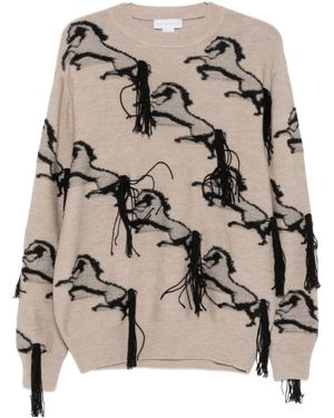 Stella McCartney Embroidered Horse Wool Jumper - Natural