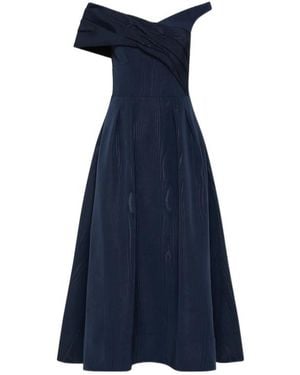 Rebecca Vallance Pleated Off-Shoulder Midi Dress - Blue
