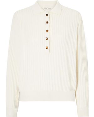 Blazé Milano Alegria Cable Knit Polo Collar Jumper - White