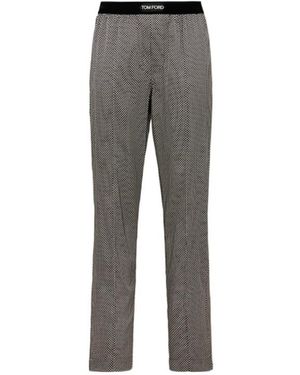 Tom Ford Graphic Print Silk Pyjama Trousers - Grey