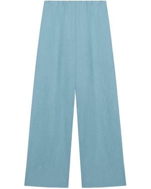 Nanushka Straight-Leg Satin Trousers - Blue