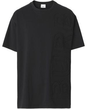 Burberry Logo Embossed Cotton T-Shirt - Black