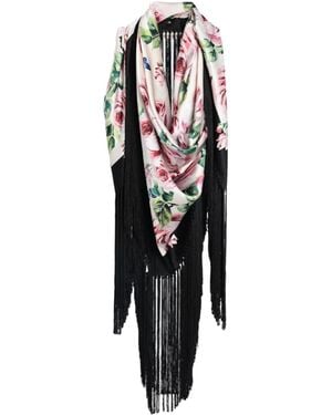Dolce & Gabbana Floral Printed Silk Scarf - Black