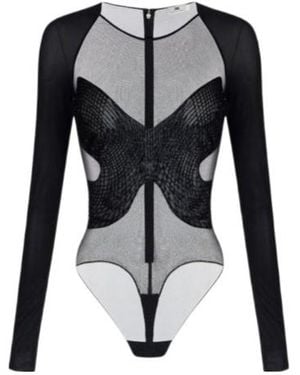 Elisabetta Franchi Tulle Jersey Bodysuit - Black