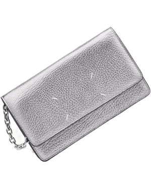 Maison Margiela Four Stitches Chain-Linked Foldover-Top Wallet - Grey