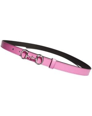 Gucci Thin Belt With Horsebit Buckle - Pink