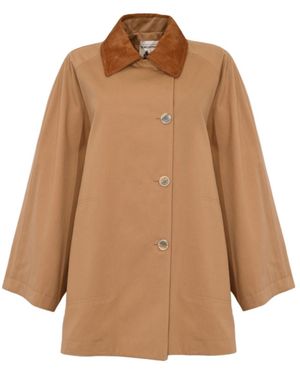 Semicouture Contrast Collar Jacket - Brown
