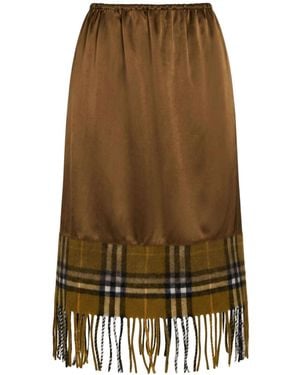 Burberry Multicolored Satin Midi Skirt - Natural