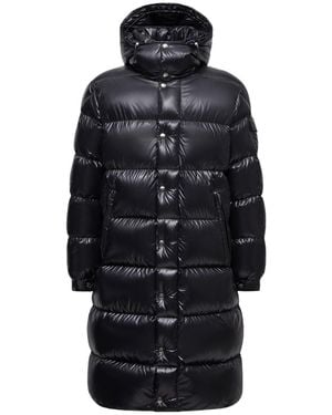 Moncler Hanoverian Hooded Square-Quilted Long Down Jacket - Black