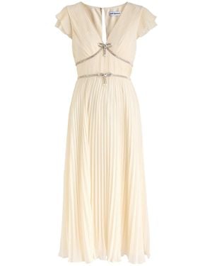 Self-Portrait V-Neck Chiffon Dress - Natural