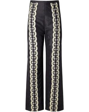 Kallmeyer Nadja Embellished Silk Satin Straight-Leg Pants - Black