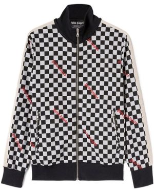 Palm Angels Damier Printed Zipped Track Jacket - Black