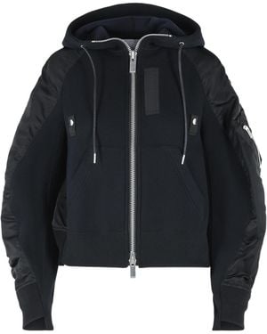 Sacai Zip-Up Panelled Hoodie - Black