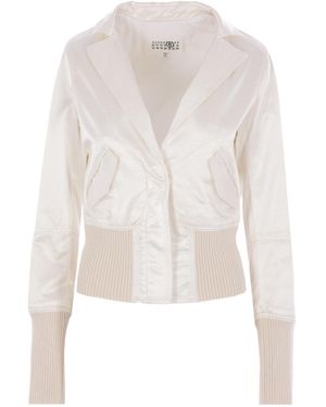 MM6 by Maison Margiela Satin-Finish Bomber Jacket - White