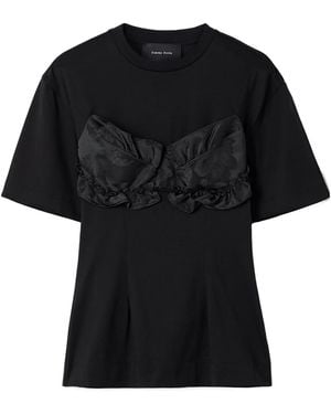 Simone Rocha Appliquéd Satin Jacquard-Trimmed Cotton-Jersey T-Shirt - Black