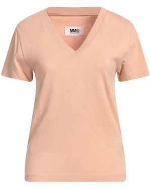 MM6 by Maison Margiela Simple Solid-Colored V-Neck Short Sleeves - Pink