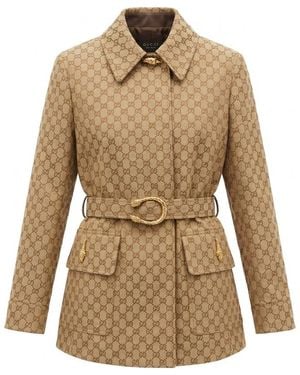 Gucci Monogram Belted Jacket - Natural