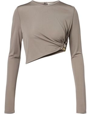 Christopher Esber Bezel Quartz Asymmetric Jersey Crop Top - Gray