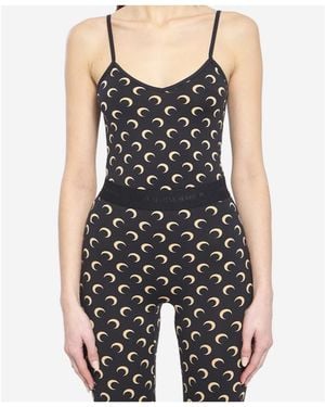 Marine Serre V-Neck Halter Top - Black
