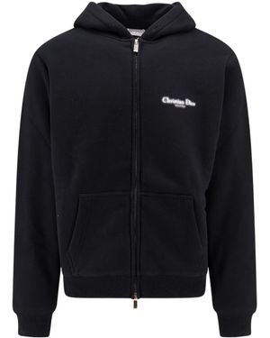 Dior Christian Couture Zipped Hooded Sweatshirt, Relaxed Fit - Blue