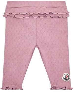 Moncler Ruffle-Trim Cotton Leggings - Pink