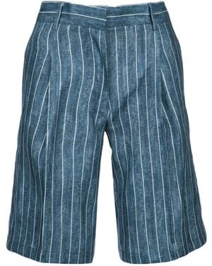 ERMANNO FIRENZE Pinstriped Bermuda Trousers - Blue