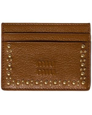 Miu Miu Leather Card Holder - Brown