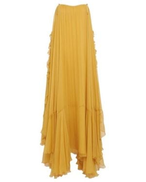 Chloé Silk Mousseline Long Dress - Yellow