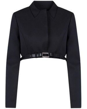 Coperni Belted Cropped Jacket - Blue
