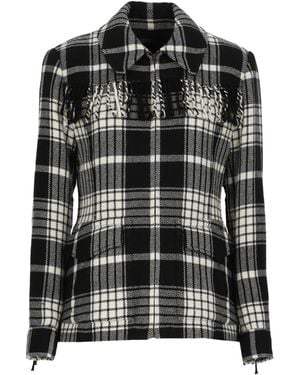 Polo Ralph Lauren Fringe-Trim Checked Jacket - Black