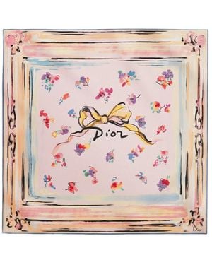 Dior Iviera Floral Portrait 70 Square Scarf - Pink