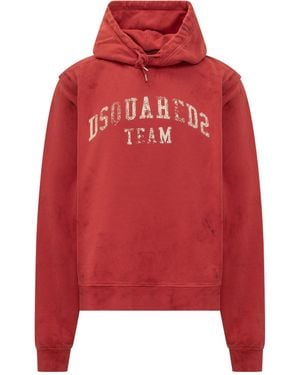 DSquared² Distressed Hoodie - Red