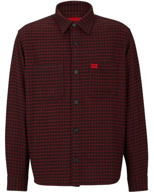 BOSS Loose Checked Shirt - Red