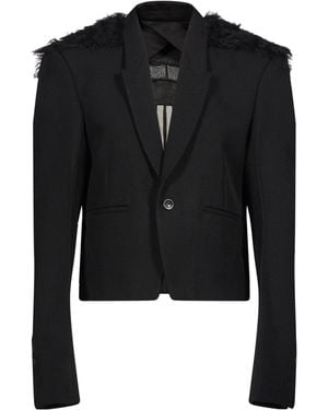 Rick Owens Fur-Trim Tailored Blazer - Black
