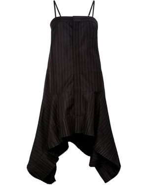 Sacai Pinstripe Pleated Mini Dress - Black