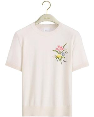 Dior Short-Sleeved Embroidered Sweater - White