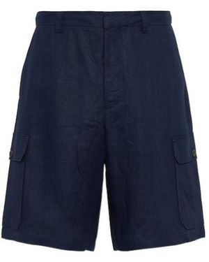 Prada Logo-Patch Cargo Shorts - Blue