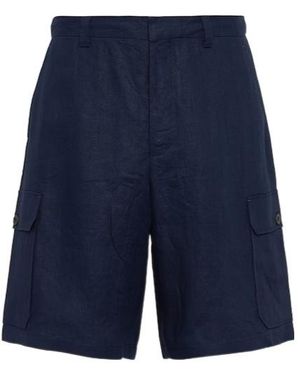 Prada Logo-Patch Cargo Shorts - Blue
