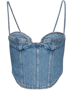 Magda Butrym Double Stitched Denim Corset Top - Blue
