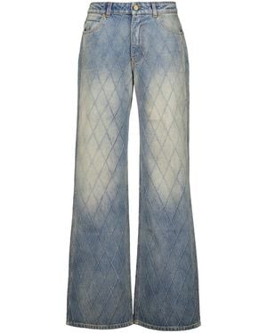 Balmain Quilted Faded Jeans - Blue