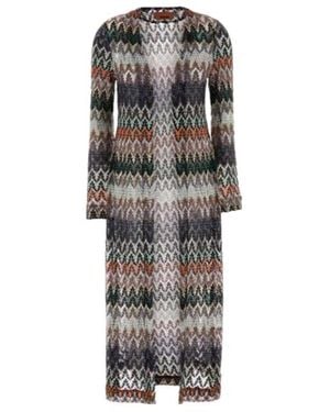 Missoni Long Zigzag Knit Cardigan - Gray