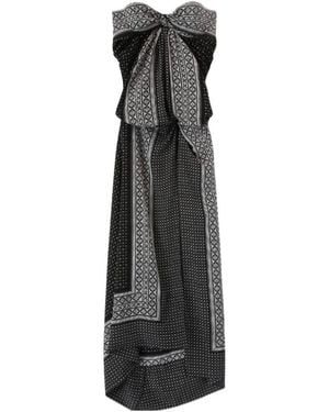Ermanno Scervino Long Bandana-Print Dress With Central Knot - Black