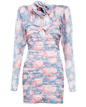 Magda Butrym Floral Cutout Silk Minidress - Blue