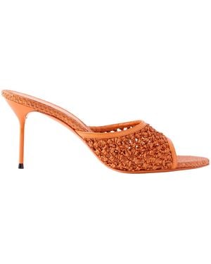 Paris Texas Lidia 70 Leather-Trimmed Straw Mules - Brown
