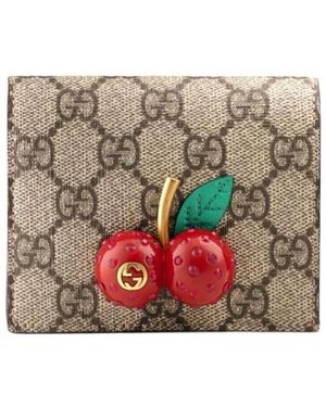 Gucci Gg Supreme Card Case With Cherries - White