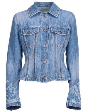 Ermanno Scervino Embroidered Denim Jacket - Blue